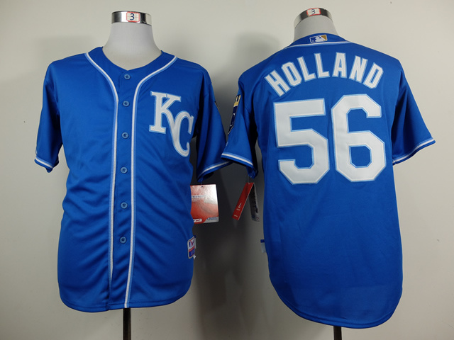 Men Kansas City Royals #56 Holland Blue MLB Jerseys->women mlb jersey->Women Jersey